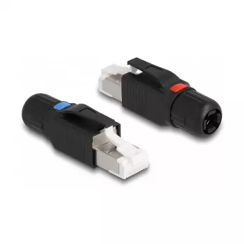 DeLOCK RJ45 kištukas lauko montavimui Cat.6A juodas tiesus jungtis