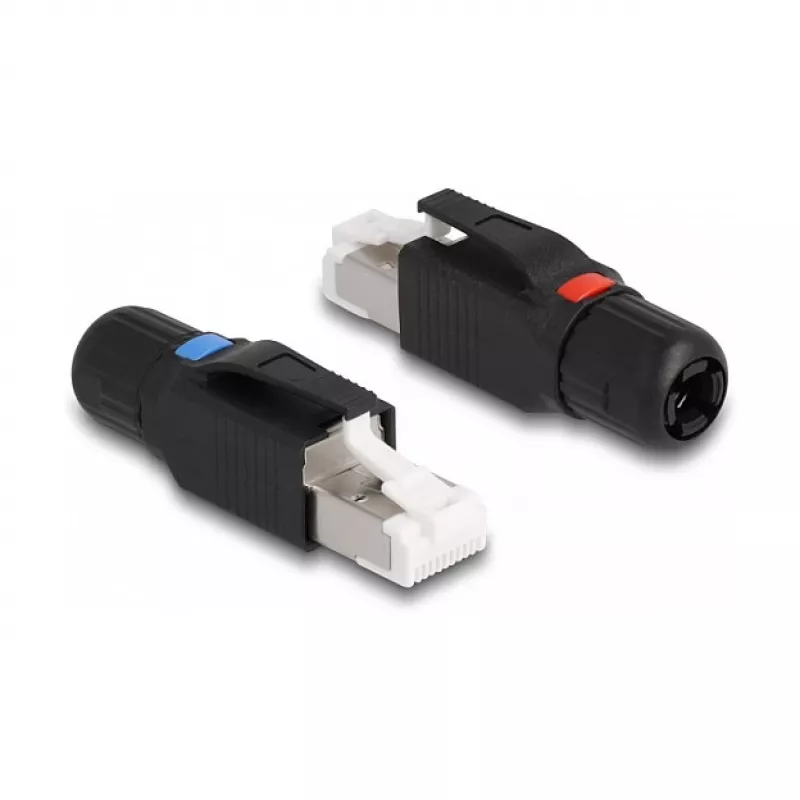 DeLOCK RJ45 kištukas lauko montavimui Cat.6A juodas tiesus jungtis