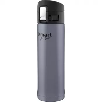 Termo puodelis LAMART LT4044 0,42 l nerūdijantis plienas dviguba sienelė vakuuminis, mygtukinis dangtelis, Ø 6,4 cm