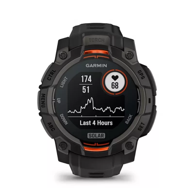 Garmin Instinct® 3 – 45 mm, saulės energija naudojantis laikrodis, juodas