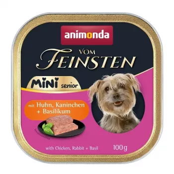 ANIMONDA Vom Feinsten Mini Senior su vištiena, triušiena ir baziliku 100g