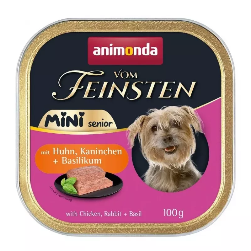 ANIMONDA Vom Feinsten Mini Senior su vištiena, triušiena ir baziliku 100g