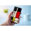 Apsauginis telefono dėklas iKins Samsung Galaxy S20, juodas Mondrian dizainas