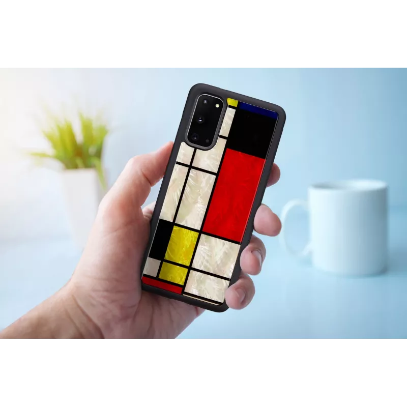 Apsauginis telefono dėklas iKins Samsung Galaxy S20, juodas Mondrian dizainas