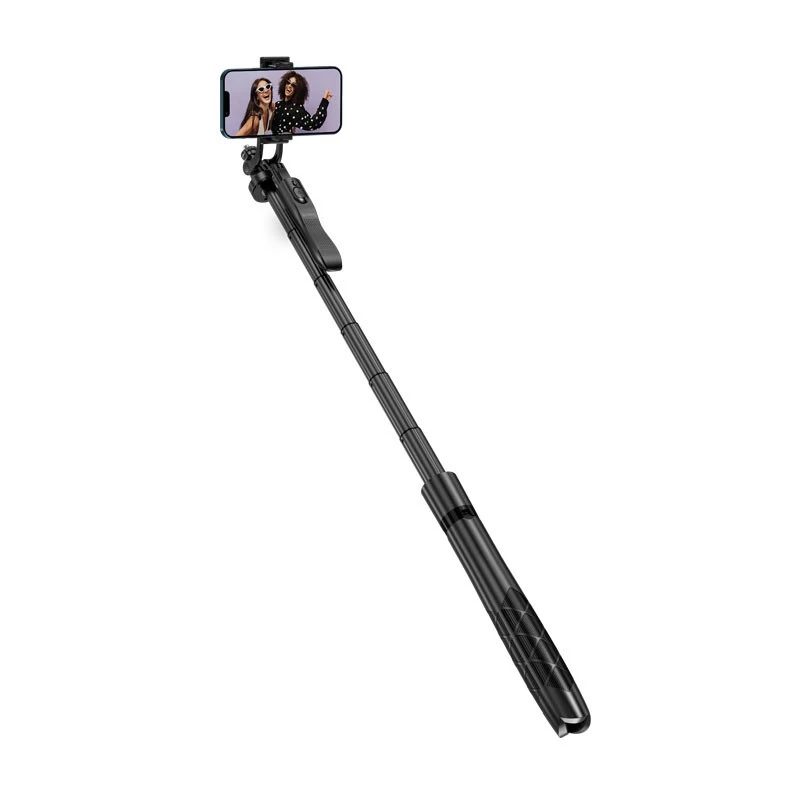 Trikojis selfie lazda Crong CRGSGU1BLK aliuminė Bluetooth su sulankstomomis kojelėmis ir telefono laikikliu