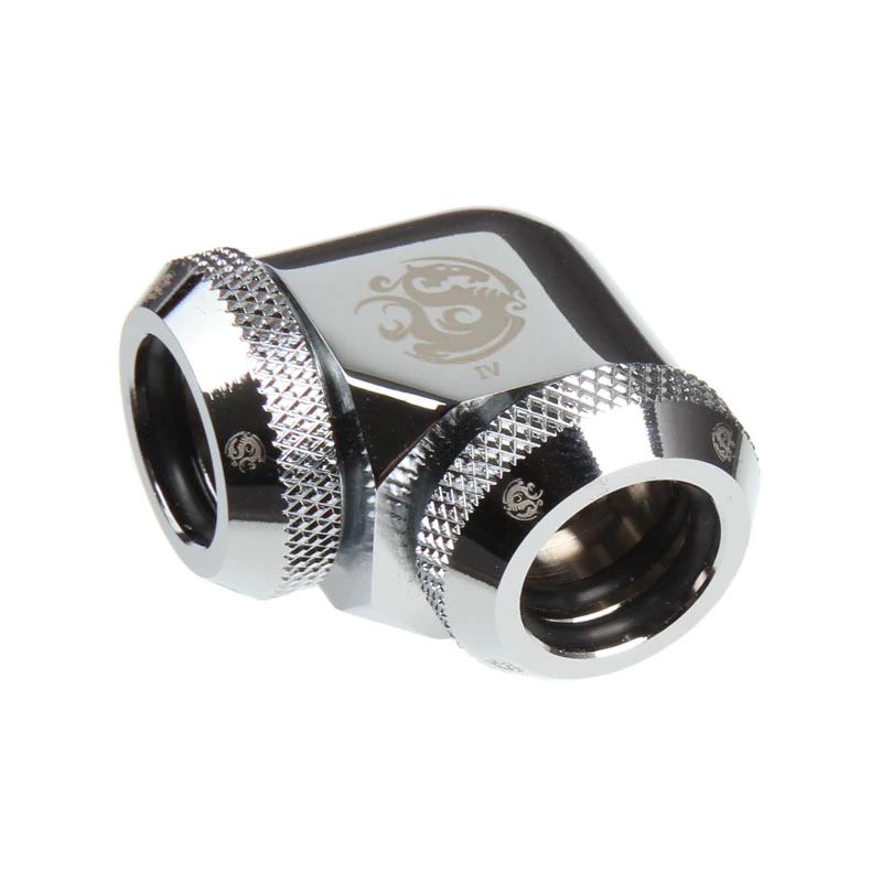 BitsPower Multi-Link Adapter 90° dviem 12mm AD — BP-E90DML, blizgaus sidabro