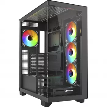 ELITE SHARK CA500 , juodas korpusas bokštas, grūdintas stiklas x 2