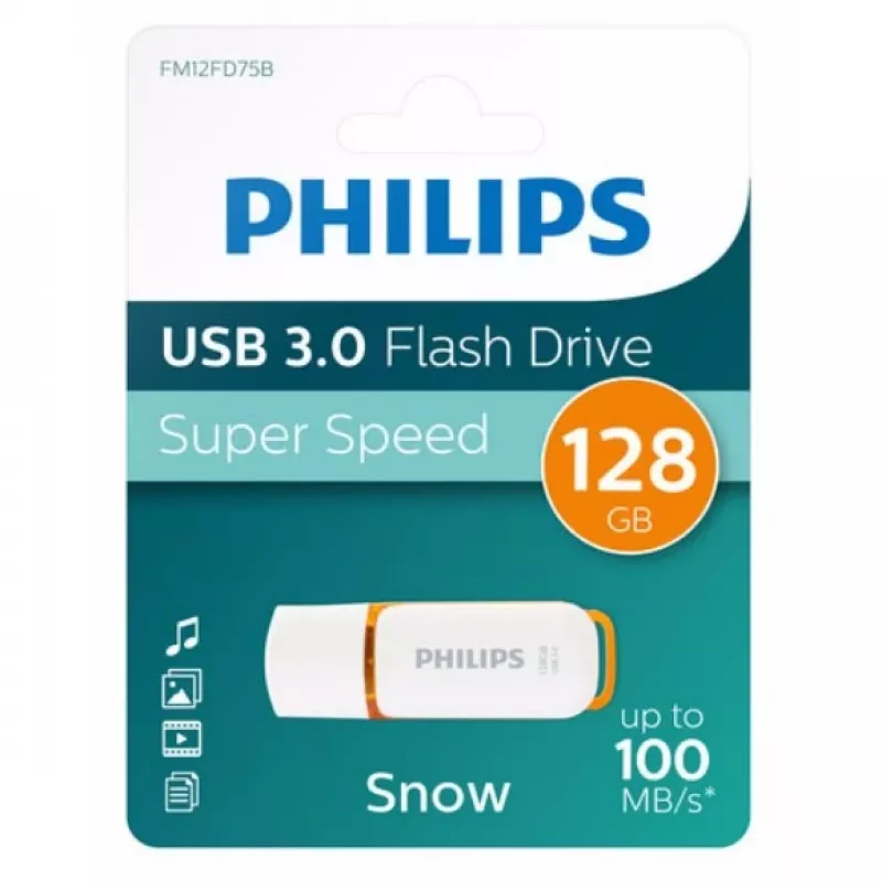 Philips FM12FD75B/00 USB atmintukas 128 GB USB-A tipo 3.2 Gen 1 (3.1 Gen 1) Oranžinis, Baltas