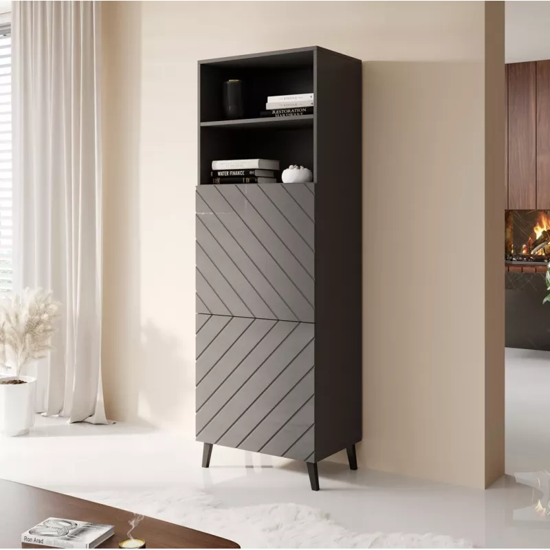 Spintelė cama meble ABETO 60×40×176,5 cm grafitas/blizgus grafitas