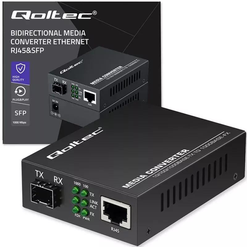 Medijos keitiklis SWITCH Ethernet 1x RJ45 1x SFP