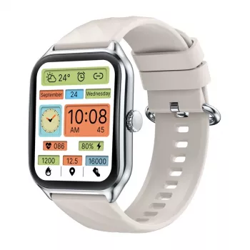 Išmanusis laikrodis Zeblaze GTS 4 — 1,94 colio (4,93 cm) AMOLED 466×466 pikselių, jutiklinis ekranas, Wi‑Fi, metalinis korpusas, silikoninis dirželis (balta)