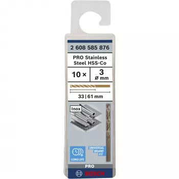 Sukamasis grąžtas Bosch HSS-Co DIN 338 3 mm