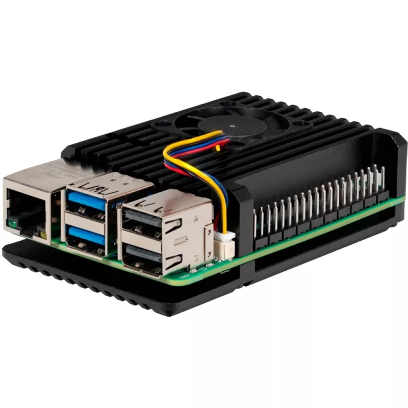 Joy-IT Armor Case BLOCK ACTIVE SBC-Enclosure, tinkamas kūrimo rinkiniams Raspberry Pi (RB-AlucaseP5-07FAN)
