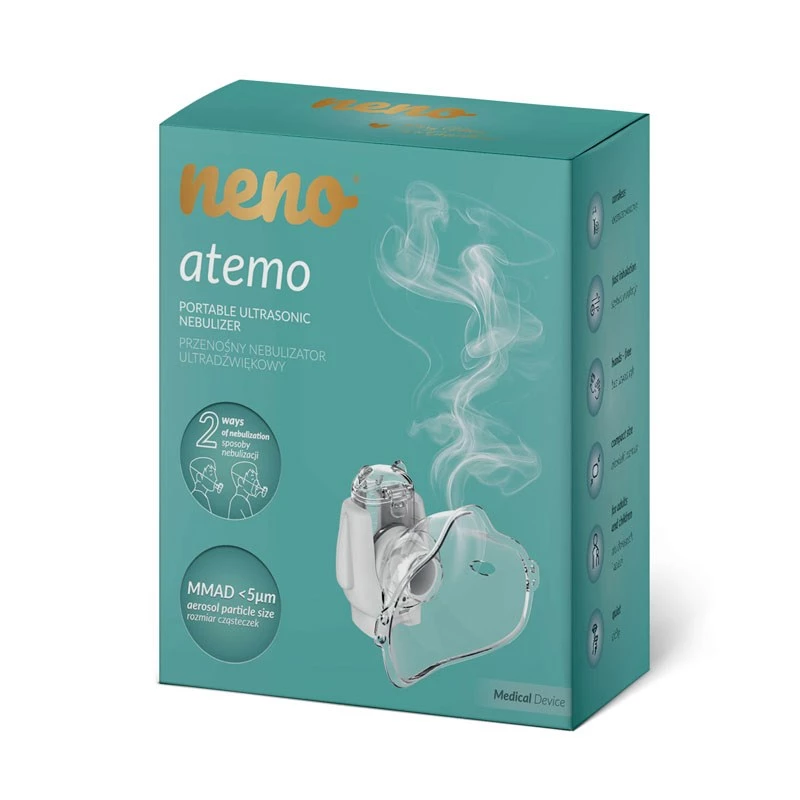 Nešiojamasis ultragarsinis purkštuvas neno Atemo 36 / 5 000 — baterija/USB, vaikams, komplekte yra kandiklis ir vaikiška kaukė