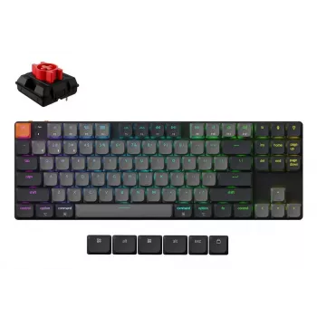 Mechaninė klaviatūra Keychron K1X-B1, 80% (87 klavišai), USB + Bluetooth, QWERTY anglų k., pilka, RGB apšvietimas