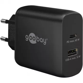 Goobay 65411 Įkroviklis Mobiliesiems Prietaisams Ausinėms - Išmanusis telefonas - Planšetinis kompiuteris Juodas Kintamoji srovė Greitasis Įkrovimas Vidaus (65411)