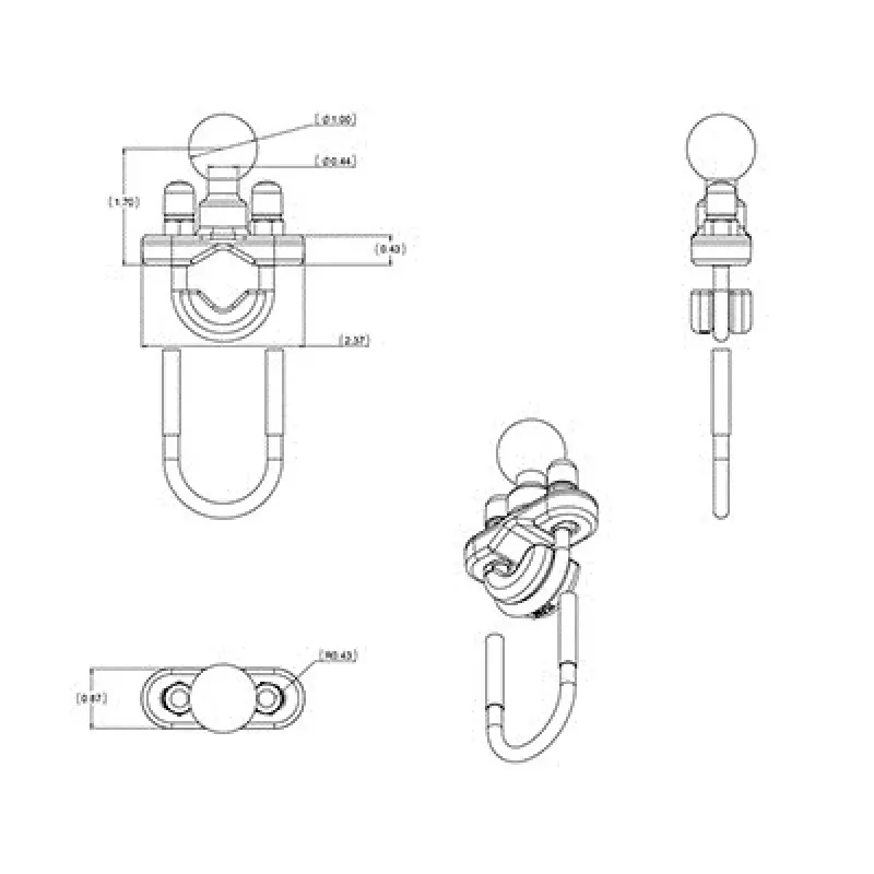 Vairo U formos varžto pagrindas RAM Mounts RAM-B-231ZU