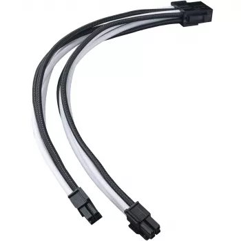 SilverStone PP07E - Spannungsversorgungs-Verlängerungskabel - 8-poliges EPS12V (4+4) (M) zu 8-poliges EPS12V (W) - 30 cm - Schwarz, weiß (SST-PP07E-EP