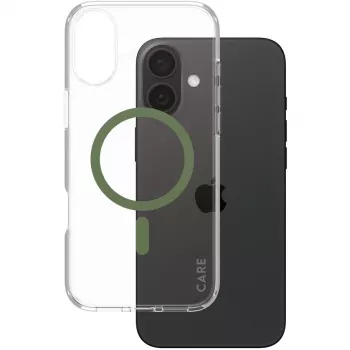 PanzerGlass CARE Urban Combat skaidrus dėklas su žaliu MagSafe iPhone 16 Plus