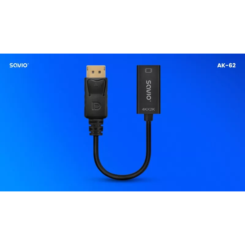 Adapteris Savio DisplayPort (M) v1.2 - HDMI A (F) v1.4, 4K, AK-62