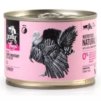 Papildomas šlapias kačių maistas 3coty TURKEY Cheers! skardinė 160 g — monoproteinas, suaugusioms katėms, be glitimo ir cukraus