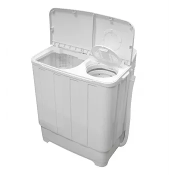 Pusiau automatinė skalbimo mašina Ravanson XPB-800 — 7,5 kg talpa, 1400 aps./min., kraunama iš viršaus, balta