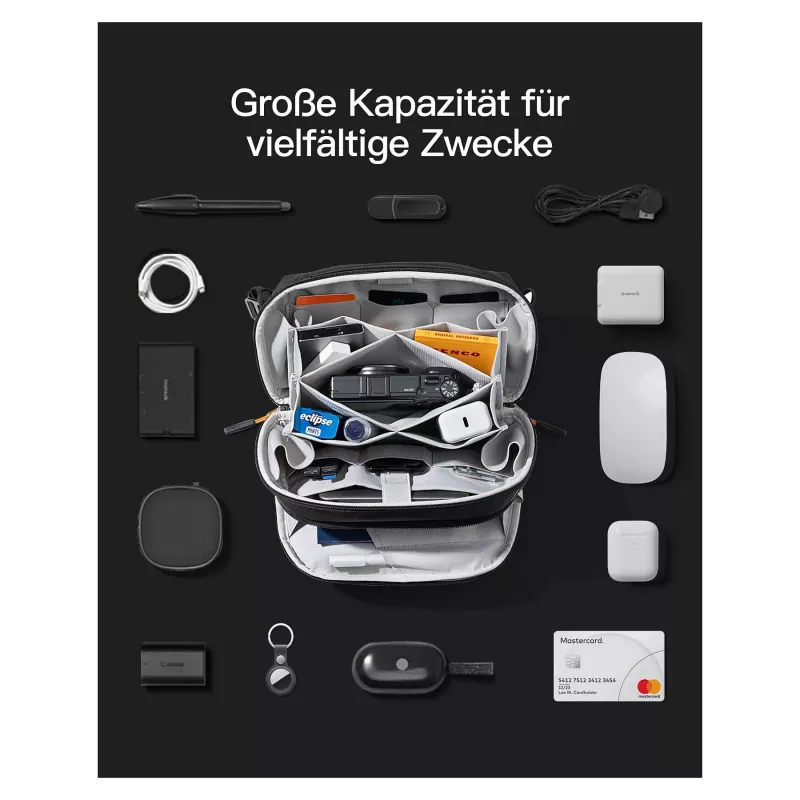 Kabelių maišelis Inateck AB03010 — organizatorius-dėklas 27 × 15,8 × 11 cm, juodas