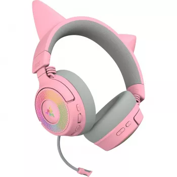 Razer Kraken Kitty V3 Pro - Quartz ausinės, laidinės ir belaidės, ant galvos, žaidimų, USB Type-A, Bluetooth, rožinės