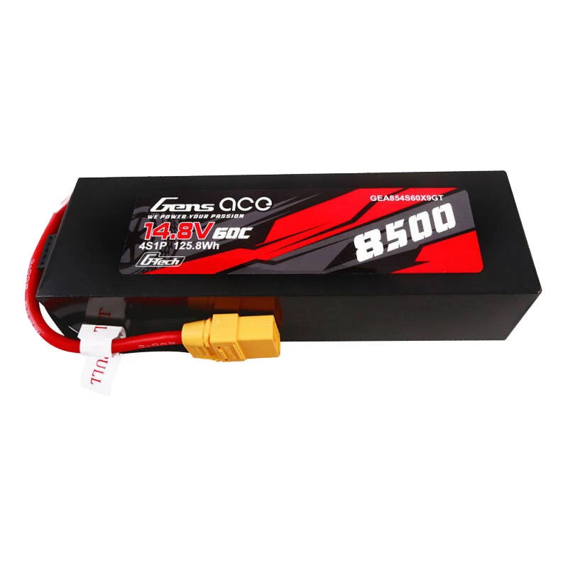 Gens ace G-Tech 8500mAh 14.8V 60C 4S1P Lipo baterijų paketas su PC korpusu ir XT90 kištuku
