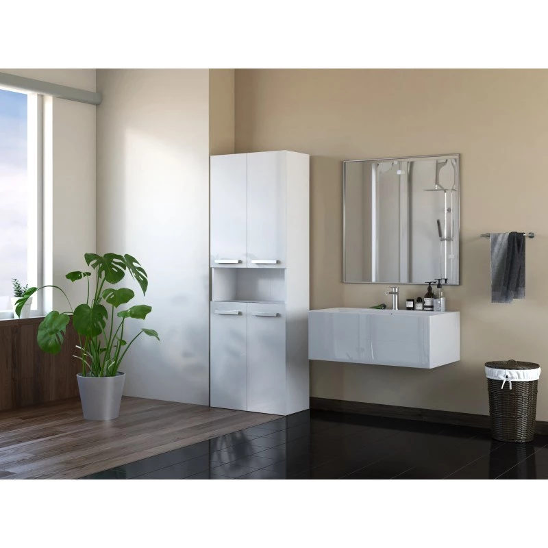 Vonios spintelė top e shop NEL 2K DK BPOŁ — laisvai pastatoma, 3 lentynos, 600×300×1740 mm, balta
