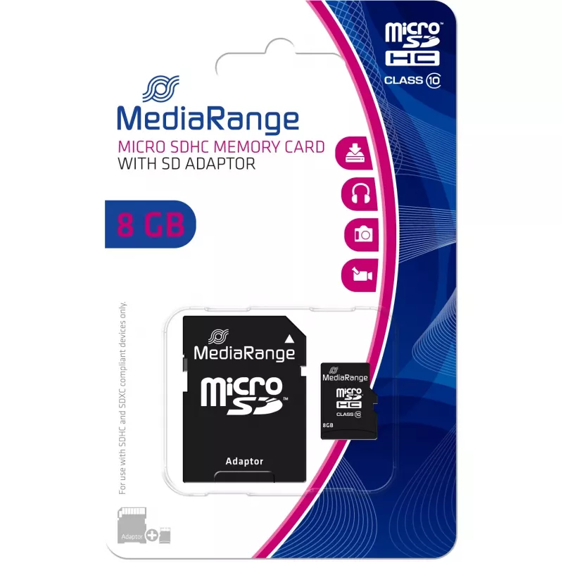 Memory Micro Sdhc 8GB C10/W/ADAPTER MR957 Mediarange