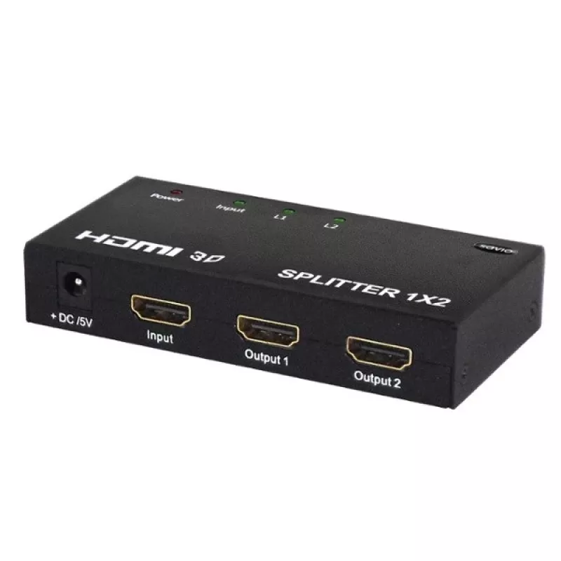 HDMI vaizdo skirstytuvas SAVIO CL-42 — 2x HDMI išėjimai, 1920x1080, 36 bitų spalvų gylis, metalinis korpusas, 5V/1A