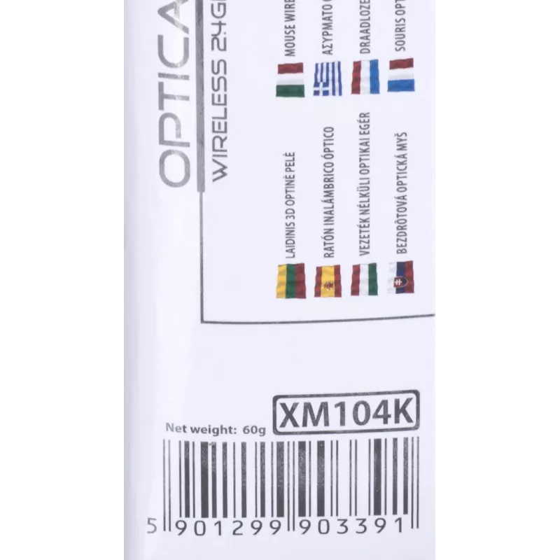 Extreme XM104K pelė USB Type-A optinė 1000 DPI dešinėje pusėje