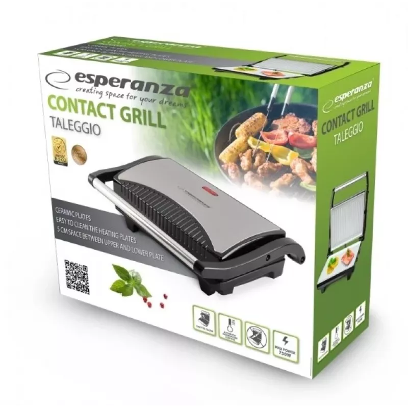Esperanza EKG006 elektrinė grilis 750 W nerūdijantis plienas/juoda