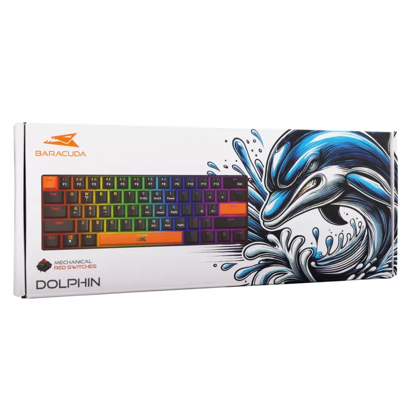 Mechaninė klaviatūra Baracuda Dolphin juoda US išdėstymas su Red jungikliais