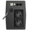 Nepertraukiamo maitinimo šaltinis PowerWalker VI 800 SCL FR — Linijinė-interaktyvi UPS 0,8 kVA (480 W), 2 Type E lizdai, USB, RJ-45/RJ-11, 12V 9Ah baterija, bokštas, juoda