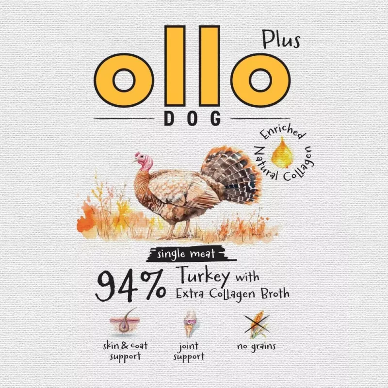 Ollo Plus Kolagen kalakutiena 400g šunų ėdalo skardinė