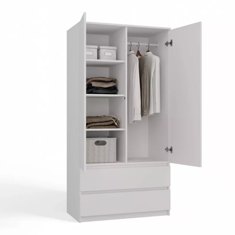 Wardrobe Top E Shop SZAFA MALWA B 5 lentynos 2 varstomos durys balta 900×500×1800 mm