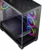 PC korpusas MODECOM Volcano Stellar 5F ATX Midi Tower, grūdintas stiklas, 5 iš anksto sumontuoti ventiliatoriai, USB‑C, palaiko microATX/ATX, maks. GPU 420 mm, CPU aušintuvo aukštis 175 mm