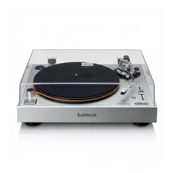 Patefonas Lenco TTA-080SI sidabrinis su USB ir Bluetooth, hi-fi diržinė pavara