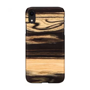 man and wood telefono dėklas, skirtas iPhone XR — baltos juodmedžio medinės nugarėlės, apsauginis apvalkalas