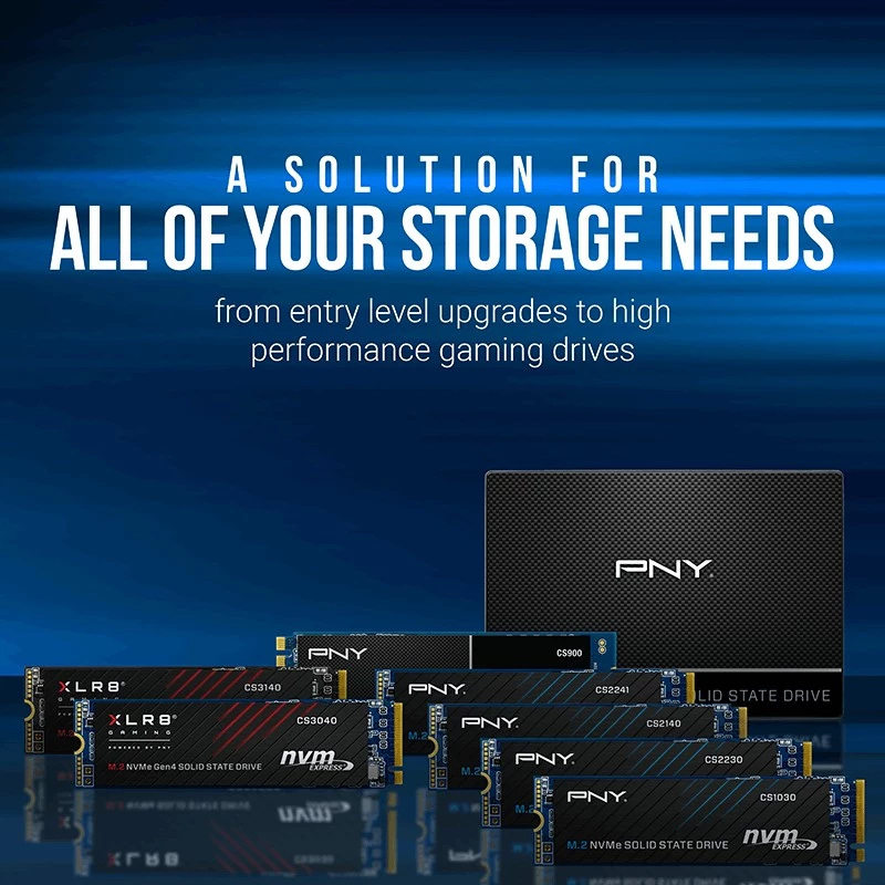 SSD PNY CS2241 M.2 NVMe PCIe 4.0 1TB — skaitymas 5100 MB/s, rašymas 3200 MB/s