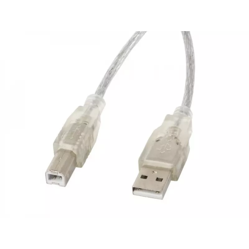 USB 2.0 laidas LANBERG CA-USBA-12CC-0018-TR, USB A (kištukas) į USB B (kištukas), 1,8 m, permatomas