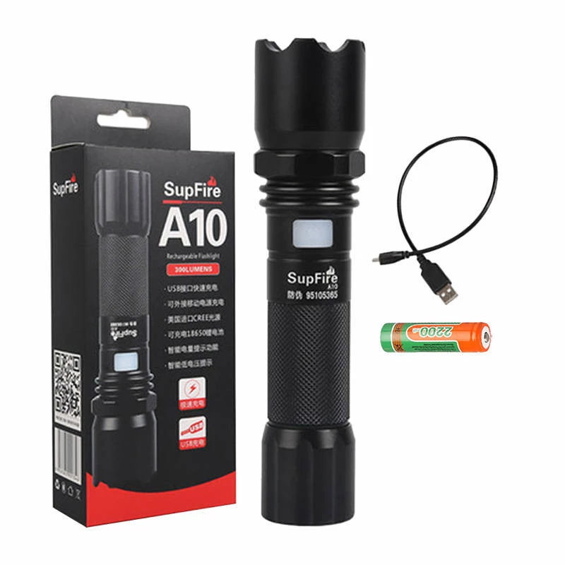 Superfire A10 žibintuvėlis, 550 lm, USB, 100–200 m, 5 režimai