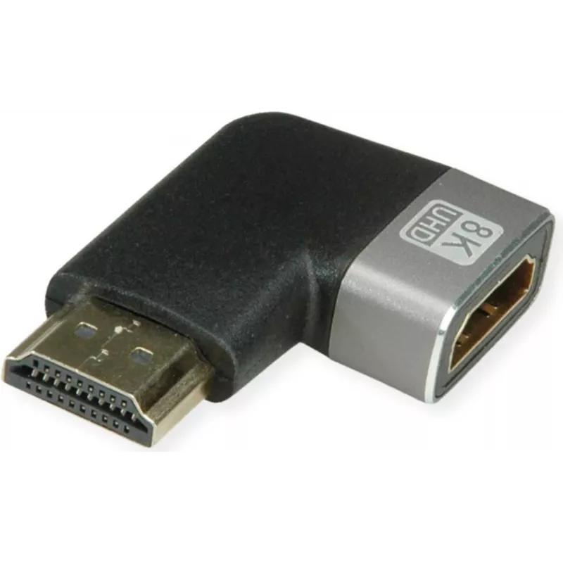 ROLINE HDMI 8K adapteris su 90° kampu kištuku/lizdu – adapteris (12.03.3251)