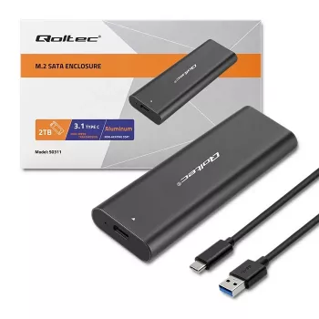 Qoltec 50311 saugojimo įrenginio korpusas SSD korpusas Juodas M.2