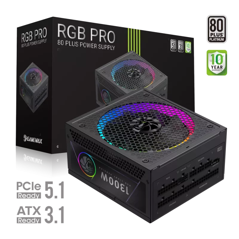 Gamemax maitinimo blokas, 80 PLUS, Platinum | RGB PRO 1300P | 1300 W