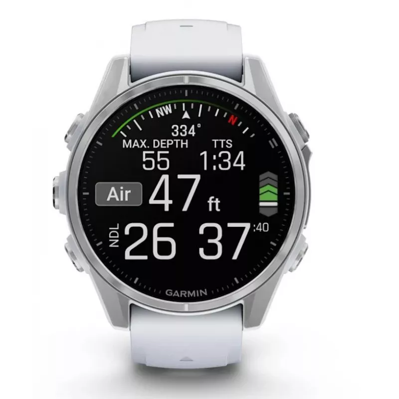 Garmin Fenix 8 3,3 cm (1,3) AMOLED 43 mm Skaitmeninis 416 x 416 pikselių Liečiamas ekranas Sidabrinis Wi-Fi GPS (palydovas)