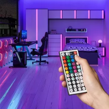 LED juostelė Vention PAEWH 2 m, maitinama per USB 5 V, RGB su IR nuotolinio valdymo pulteliu, tvirtinama dvipuse juosta