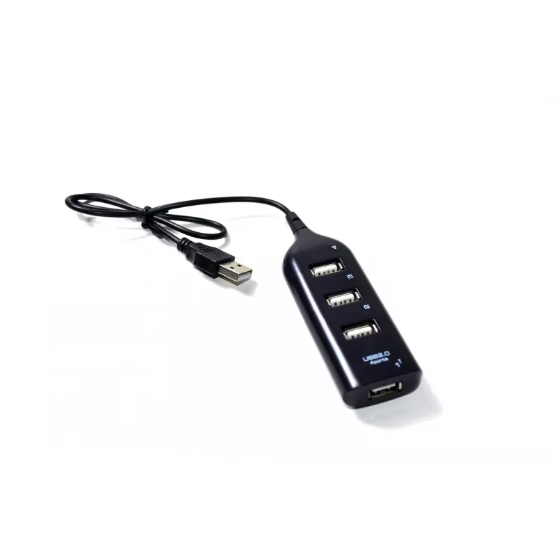 VAKOSS USB šakotuvas TC-234UX — 4 prievadų USB 2.0 šakotuvas, nuolatinės srovės maitinimas (5 V, 1 A), juodas